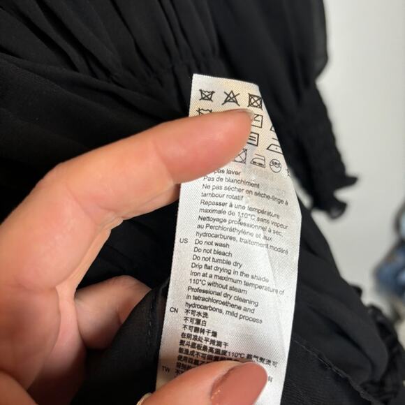 Sandro Voile Tiered Ruffle Mini Dress Black - Picture 7 of 11